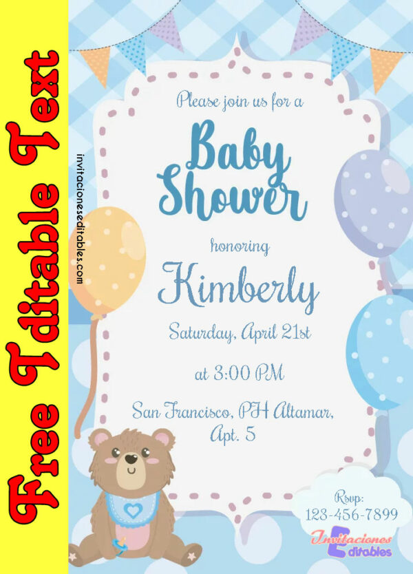 Editable Baby Shower Invitation for boys 01
