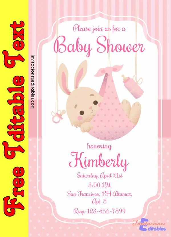 Free Editable Baby Shower Invitation for girls 01