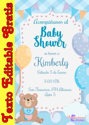Invitación editable de Baby Shower de niño 01