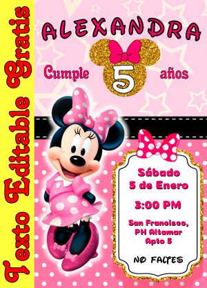 Invitación Editable de Minnie Mouse