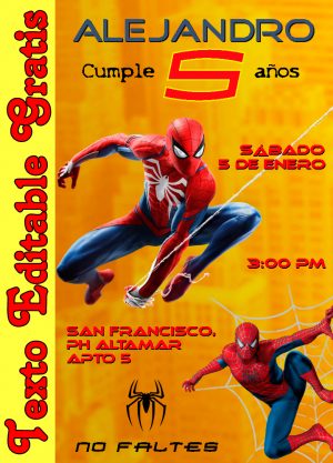 Invitación Editable de Spider Man
