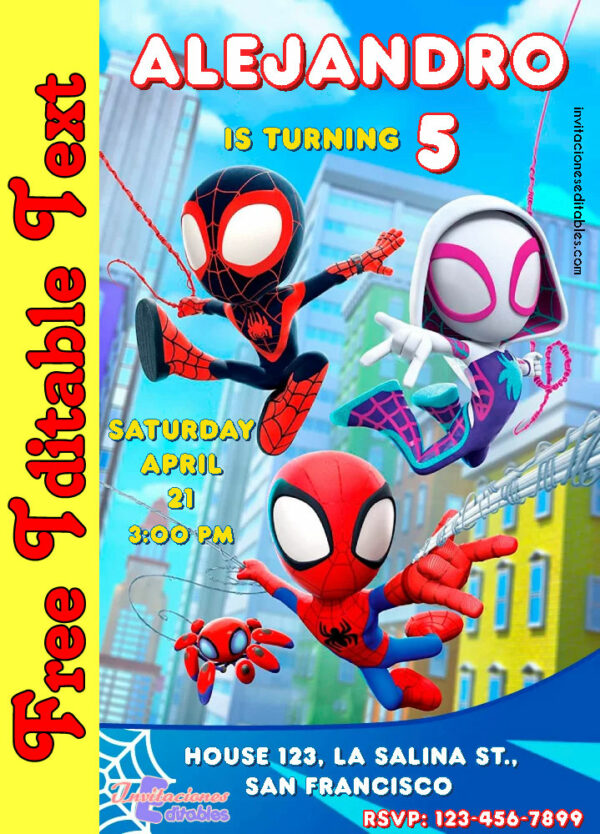 Free Spidey and His Amazing Friends Invitation to edit