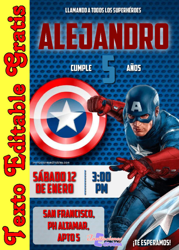 Invitación de Capitán América para editar