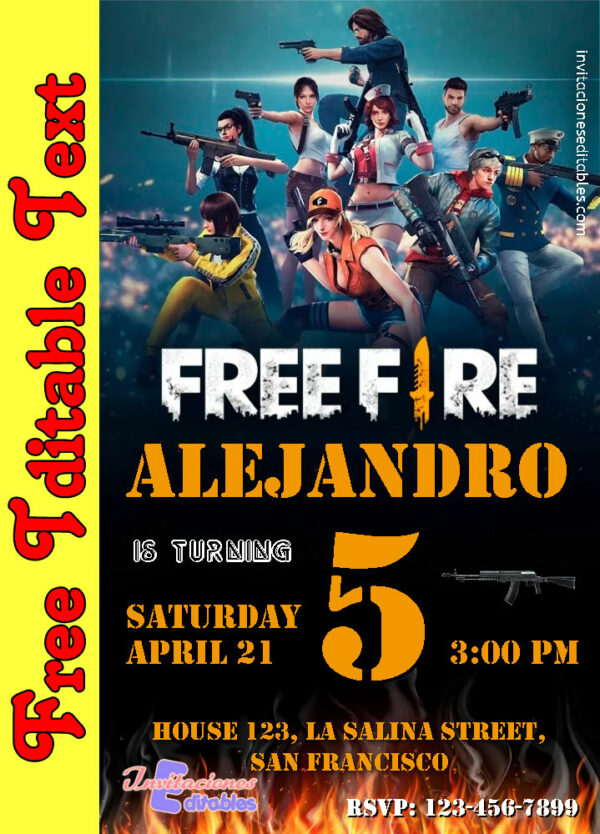 Free Free Fire Invitation to edit
